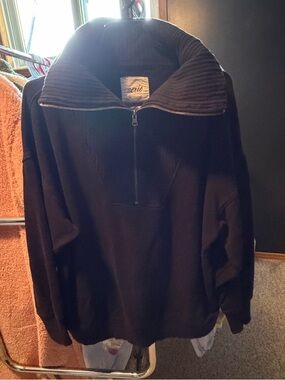 Aerie Black Quarter-Zip Cozy Sweater